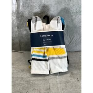 Club Room Men's Multi Striped 8-Pack Crew Socks SZ 10-13